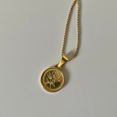 FLEUR DE PIVOINE 18K Gold Peony Necklace | Symbol of Luck & Femininity | Justa Sale