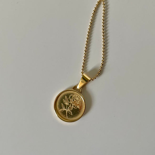 FLEUR DE PIVOINE 18K Gold Peony Necklace | Symbol of Luck & Femininity | Justa Sale